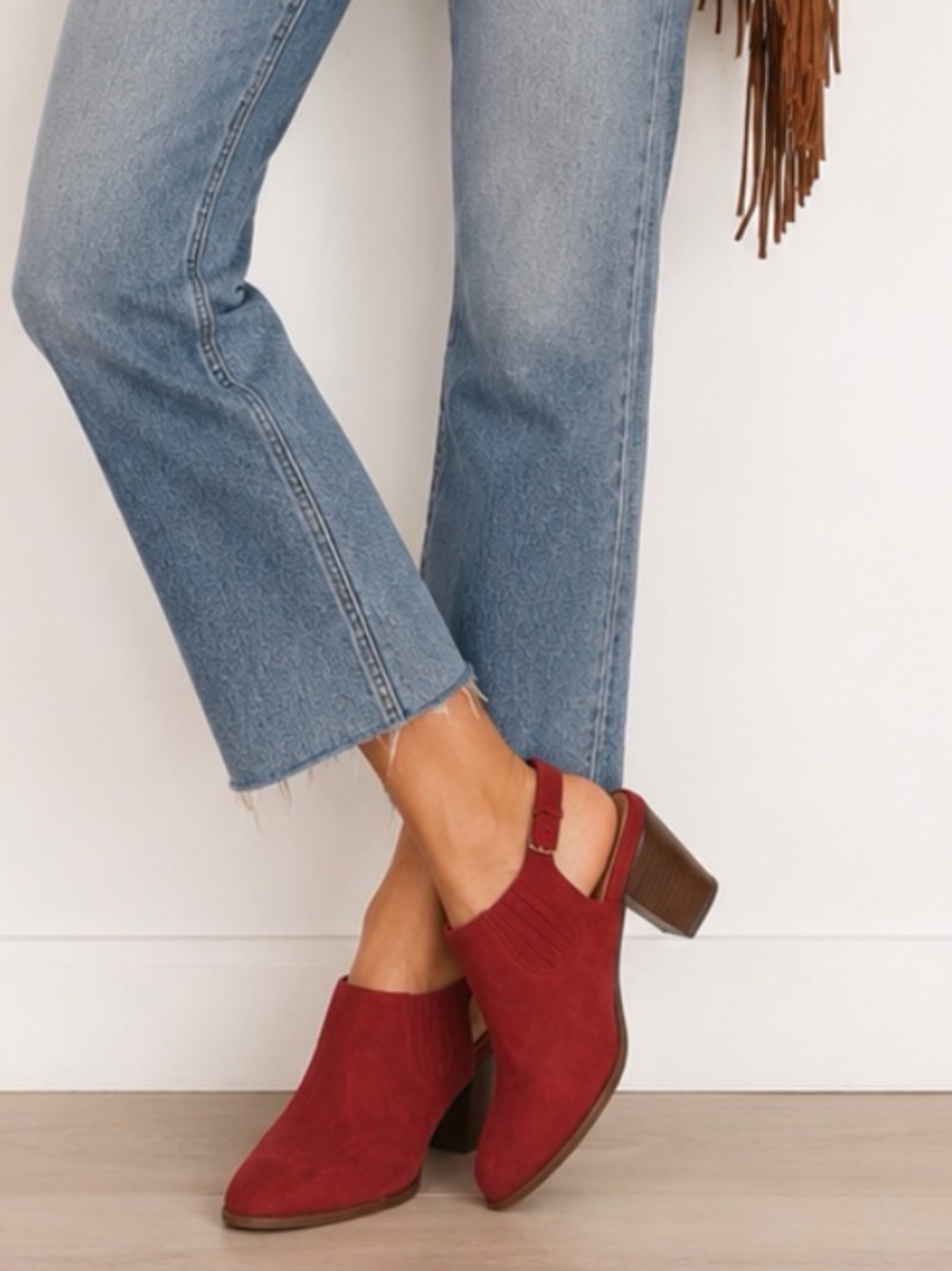 Mules Red Suede Shoes 7.5